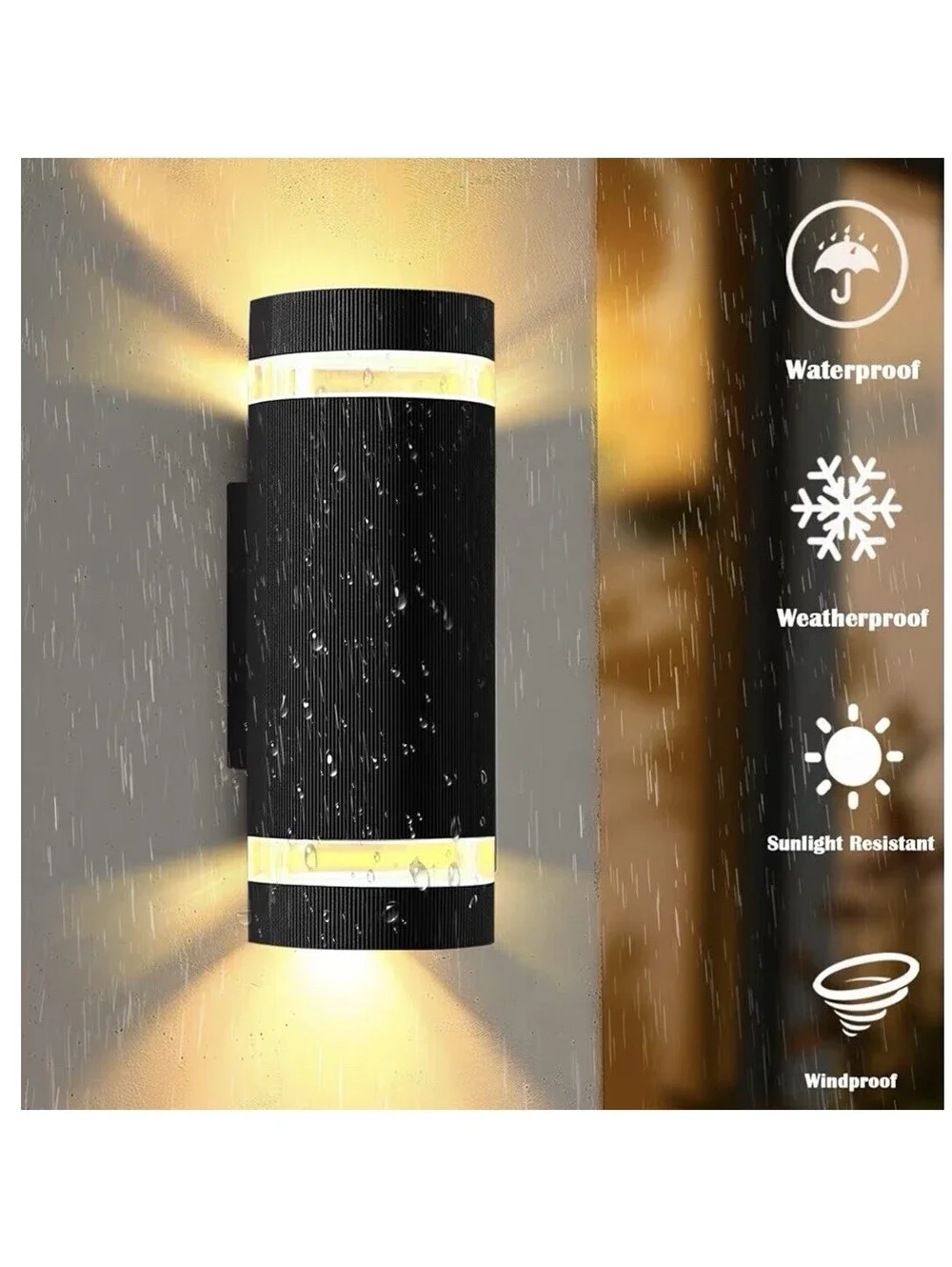 Color Changing RGB Outdoor Wall Lights - 2 Pack Modern Exterior Sconces